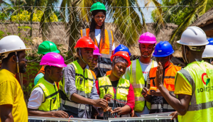 Eunice and other students learning about sustainability and renewable energy sources in Ghana