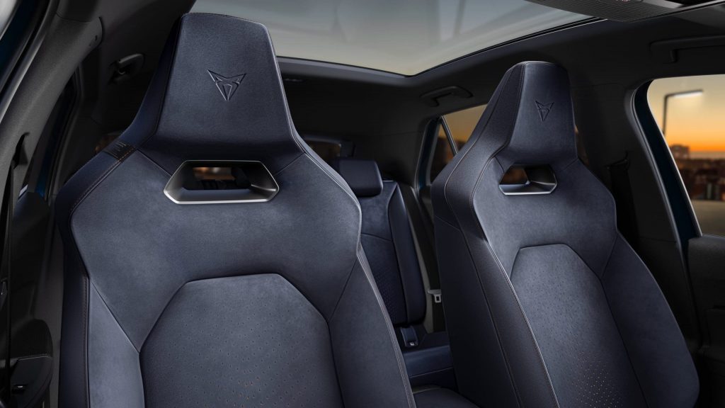 Cupra Born bucket seats and panoramic sunroof